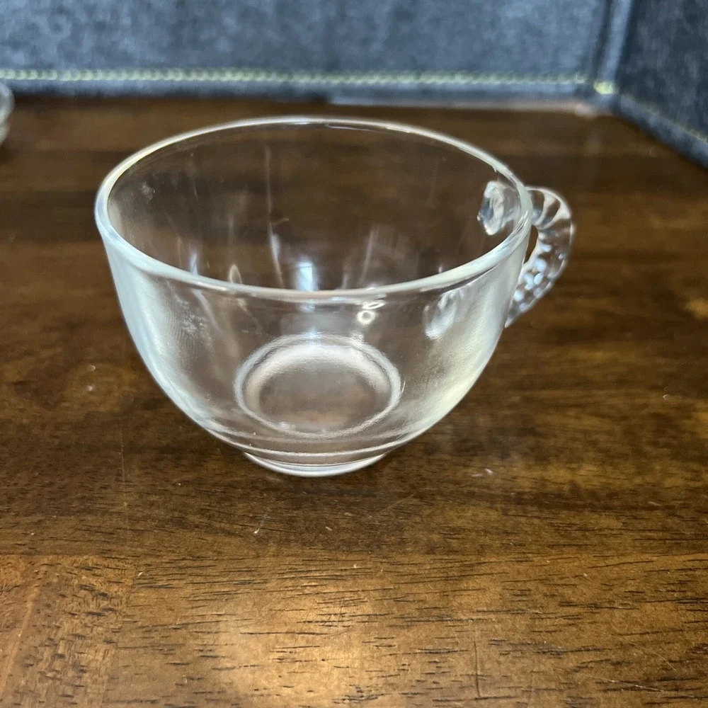 VINTAGE FEDERAL HOMESTEAD GLASS‎ SNACK / DESSERT PLATE WITH CUP - WHEAT DESIGN